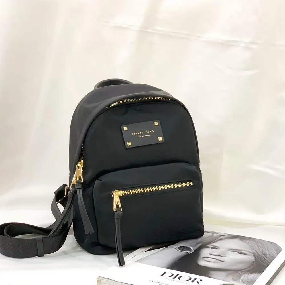 Black Mini Backpack Side — Satguru's backpacks